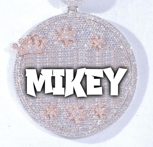 CUSTOM LETTER NECKLACE 3D BIG CROWN DISC