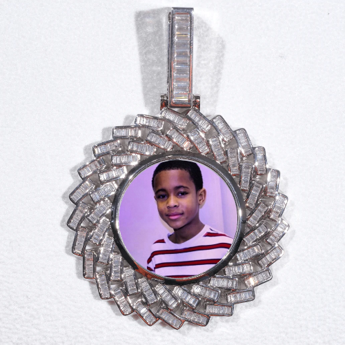 Large 3D Baguette Custom Picture Pendant