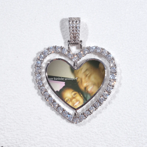 3D Spinning 2-Faced Heart Custom Picture Pendant