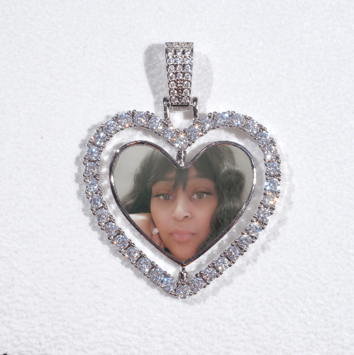 3D Spinning 2-Faced Heart Custom Picture Pendant