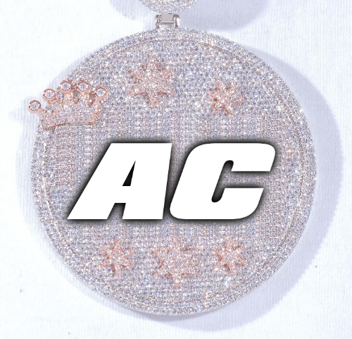CUSTOM LETTER NECKLACE 3D BIG CROWN DISC