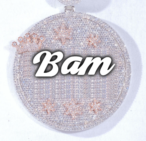 CUSTOM LETTER NECKLACE 3D BIG CROWN DISC