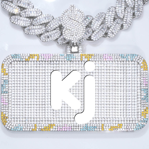 CUSTOM LETTER NECKLACE 3D COLORFUL SQUARE