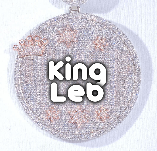 CUSTOM LETTER NECKLACE 3D BIG CROWN DISC