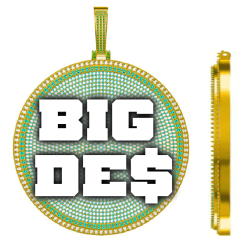 CUSTOM LETTER NECKLACE 3D BIG DISC