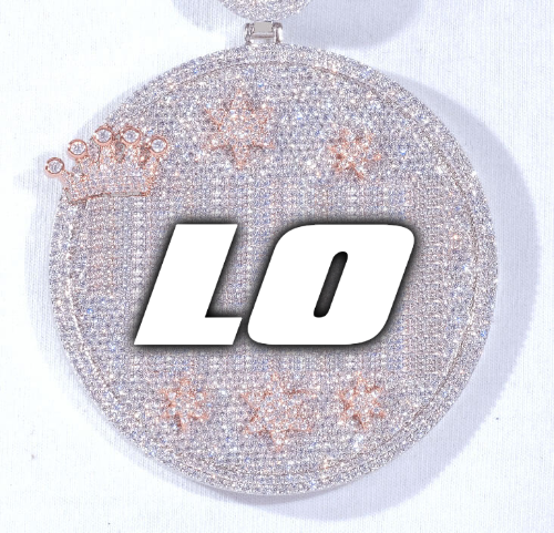 CUSTOM LETTER NECKLACE 3D BIG CROWN DISC