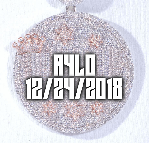CUSTOM LETTER NECKLACE 3D BIG CROWN DISC