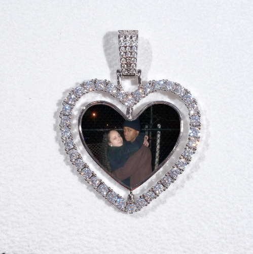 3D Spinning 2-Faced Heart Custom Picture Pendant