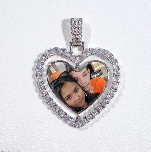 3D Spinning 2-Faced Heart Custom Picture Pendant