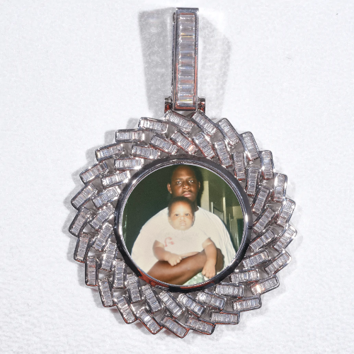 Large 3D Baguette Custom Picture Pendant