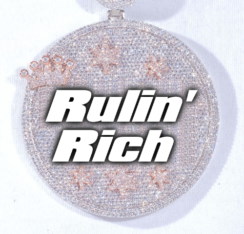 CUSTOM LETTER NECKLACE 3D BIG CROWN DISC