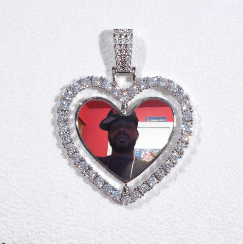 3D Spinning 2-Faced Heart Custom Picture Pendant