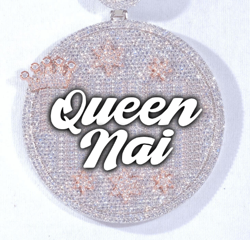 CUSTOM LETTER NECKLACE 3D BIG CROWN DISC