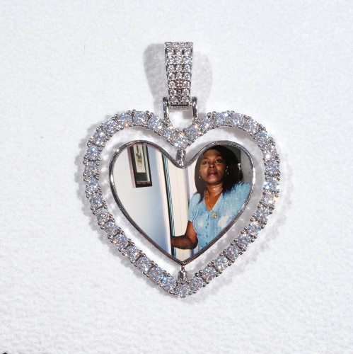 3D Spinning 2-Faced Heart Custom Picture Pendant