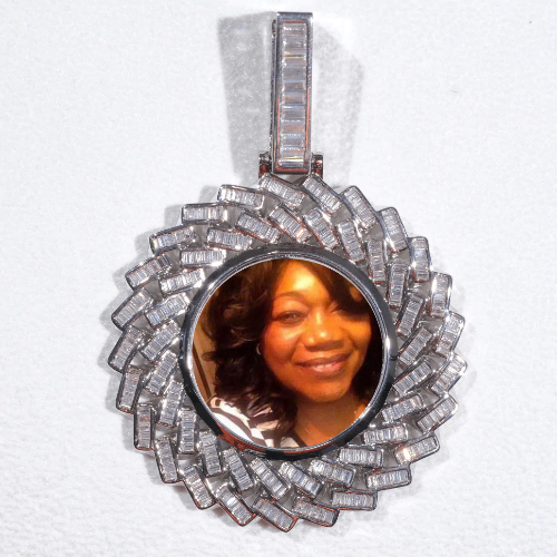 Large 3D Baguette Custom Picture Pendant