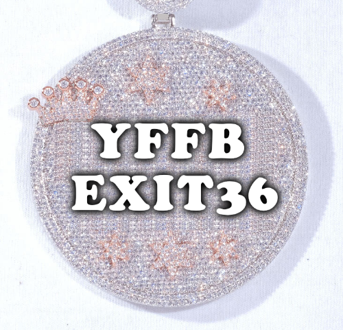 CUSTOM LETTER NECKLACE 3D BIG CROWN DISC