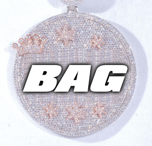 CUSTOM LETTER NECKLACE 3D BIG CROWN DISC