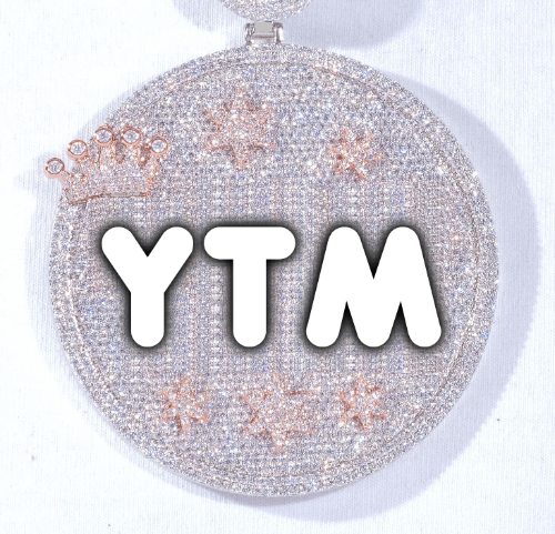 CUSTOM LETTER NECKLACE 3D BIG CROWN DISC