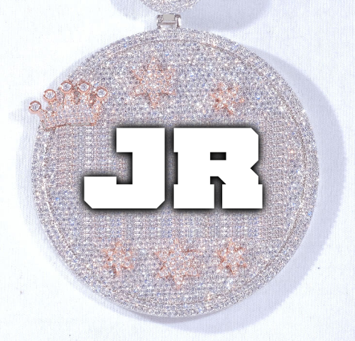 CUSTOM LETTER NECKLACE 3D BIG CROWN DISC