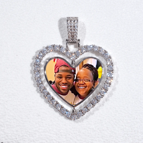 3D Spinning 2-Faced Heart Custom Picture Pendant