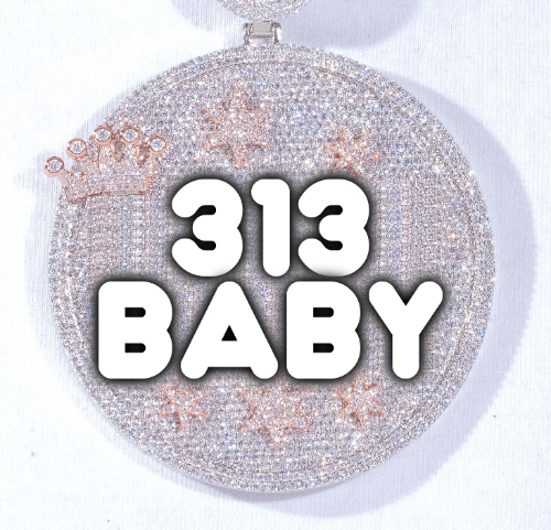 CUSTOM LETTER NECKLACE 3D BIG CROWN DISC