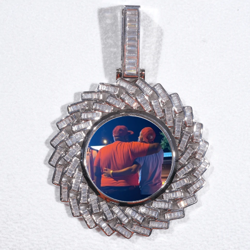 Large 3D Baguette Custom Picture Pendant