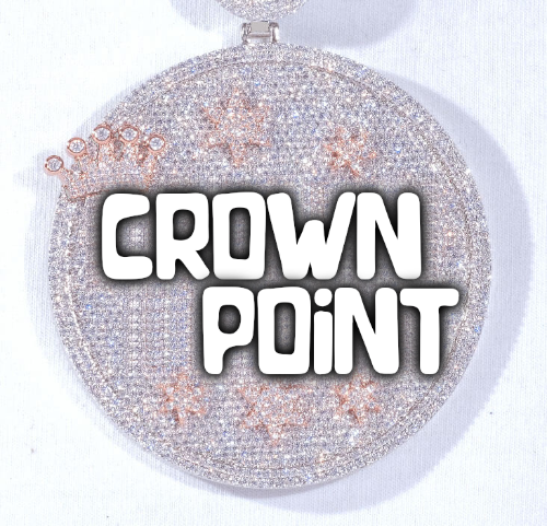 CUSTOM LETTER NECKLACE 3D BIG CROWN DISC