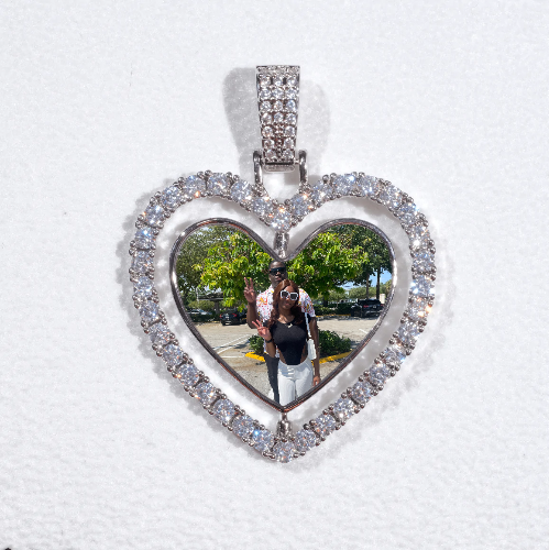 3D Spinning 2-Faced Heart Custom Picture Pendant