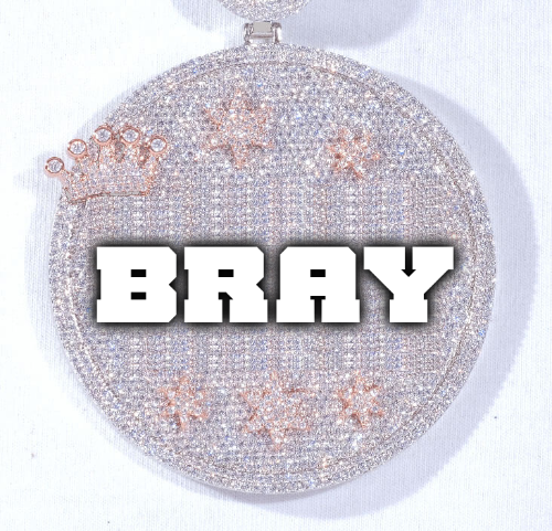 CUSTOM LETTER NECKLACE 3D BIG CROWN DISC