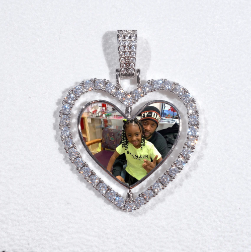 3D Spinning 2-Faced Heart Custom Picture Pendant