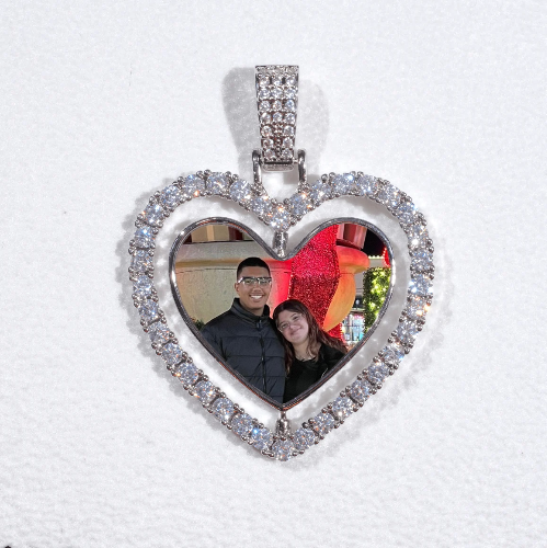 3D Spinning 2-Faced Heart Custom Picture Pendant