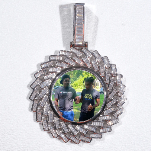 Large 3D Baguette Custom Picture Pendant