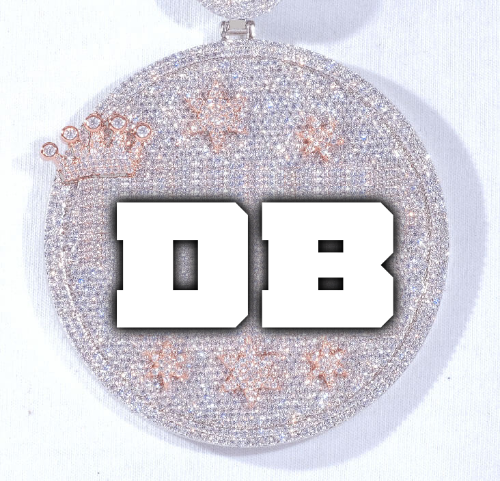 CUSTOM LETTER NECKLACE 3D BIG CROWN DISC