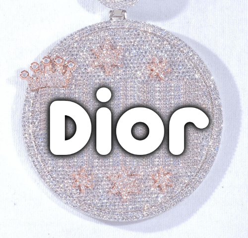 CUSTOM LETTER NECKLACE 3D BIG CROWN DISC
