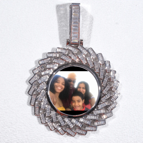 Large 3D Baguette Custom Picture Pendant