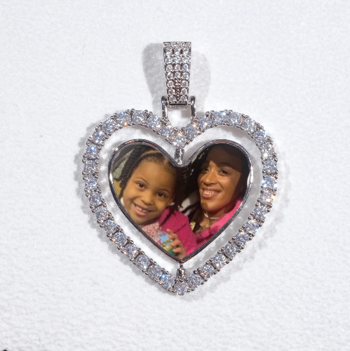 3D Spinning 2-Faced Heart Custom Picture Pendant