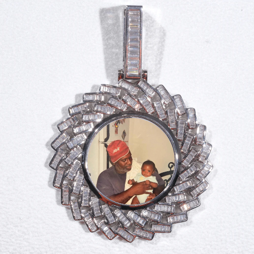 Large 3D Baguette Custom Picture Pendant
