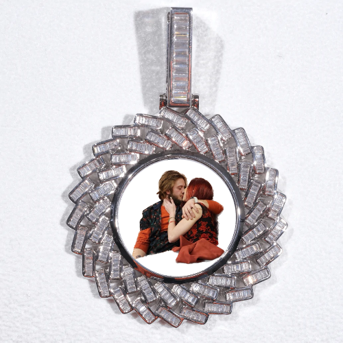 Large 3D Baguette Custom Picture Pendant