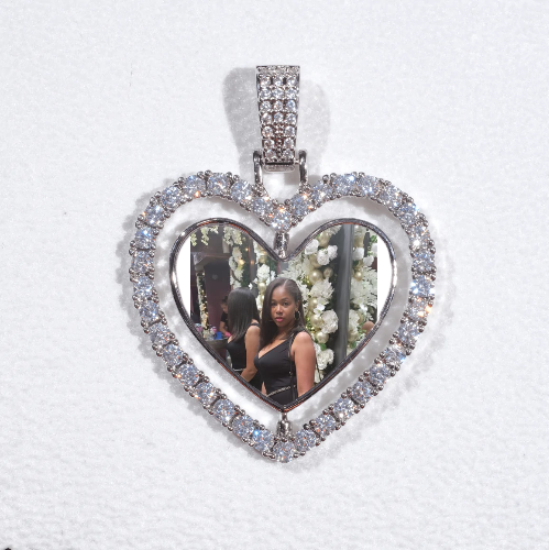 3D Spinning 2-Faced Heart Custom Picture Pendant