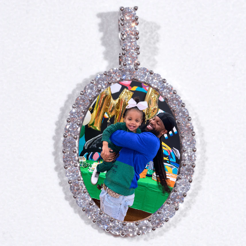 Large 3D Oval Custom Picture Pendant