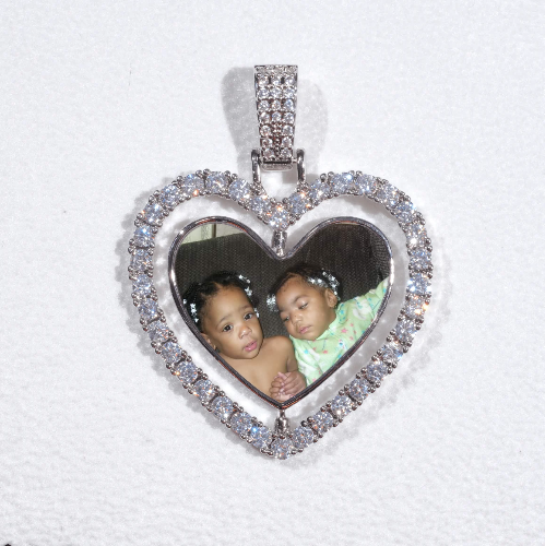 3D Spinning 2-Faced Heart Custom Picture Pendant