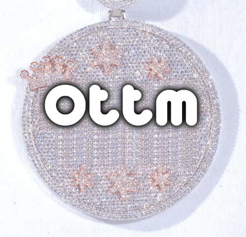CUSTOM LETTER NECKLACE 3D BIG CROWN DISC