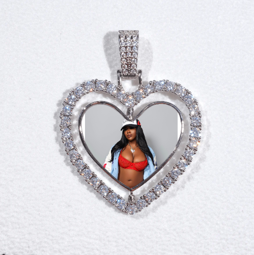 3D Spinning 2-Faced Heart Custom Picture Pendant