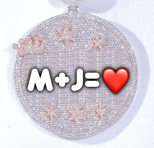 CUSTOM LETTER NECKLACE 3D BIG CROWN DISC