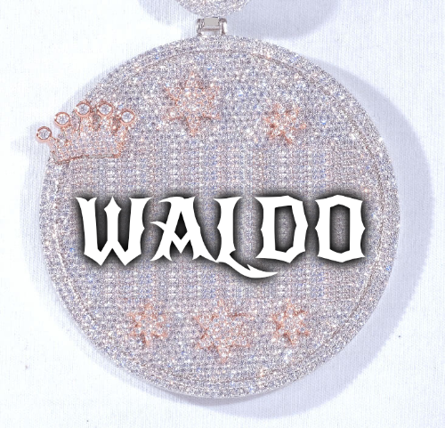 CUSTOM LETTER NECKLACE 3D BIG CROWN DISC