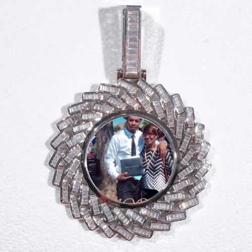 Large 3D Baguette Custom Picture Pendant