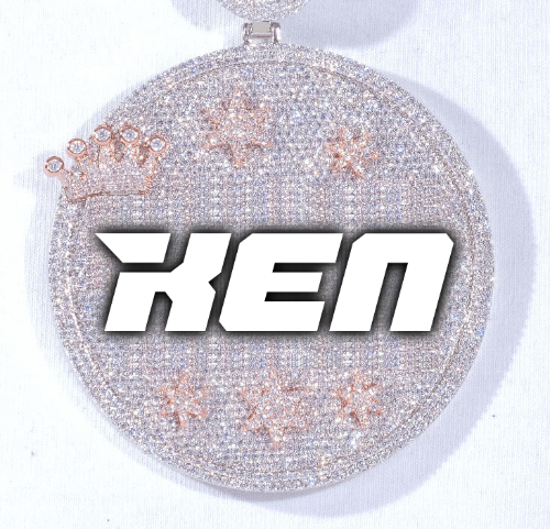 CUSTOM LETTER NECKLACE 3D BIG CROWN DISC