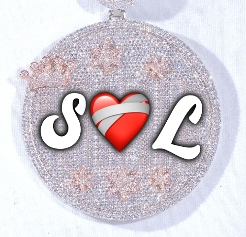 CUSTOM LETTER NECKLACE 3D BIG CROWN DISC