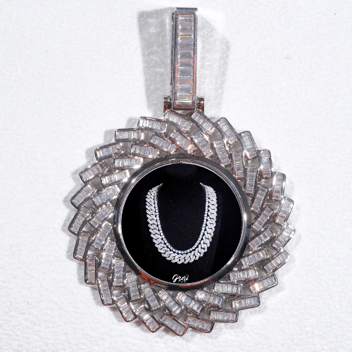 Large 3D Baguette Custom Picture Pendant
