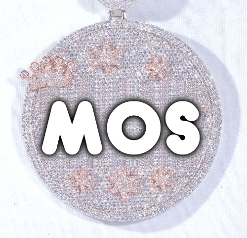 CUSTOM LETTER NECKLACE 3D BIG CROWN DISC